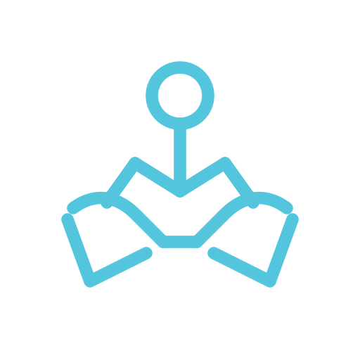 Outline icon of hands providing hands-on therapy.